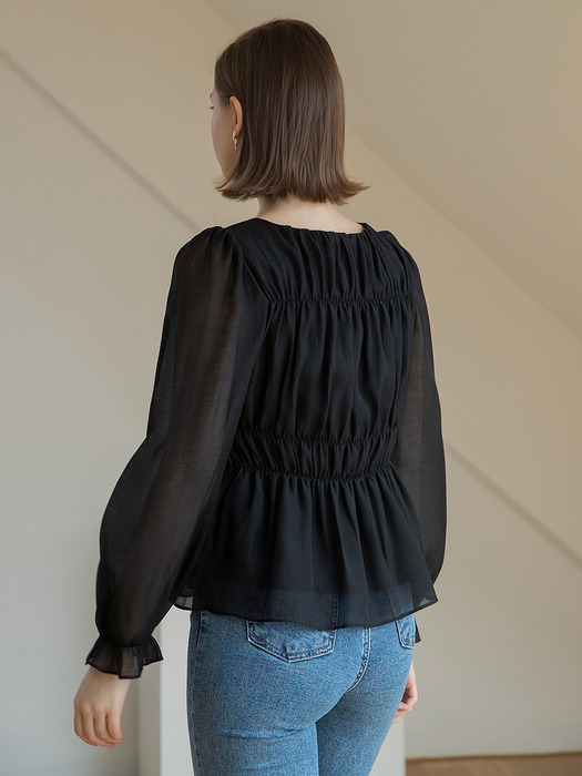 Humming Band Blouse Black