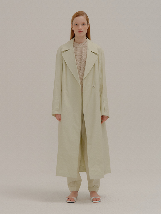 PEIDA Single Button Light Beige Trench Coat with pleated back