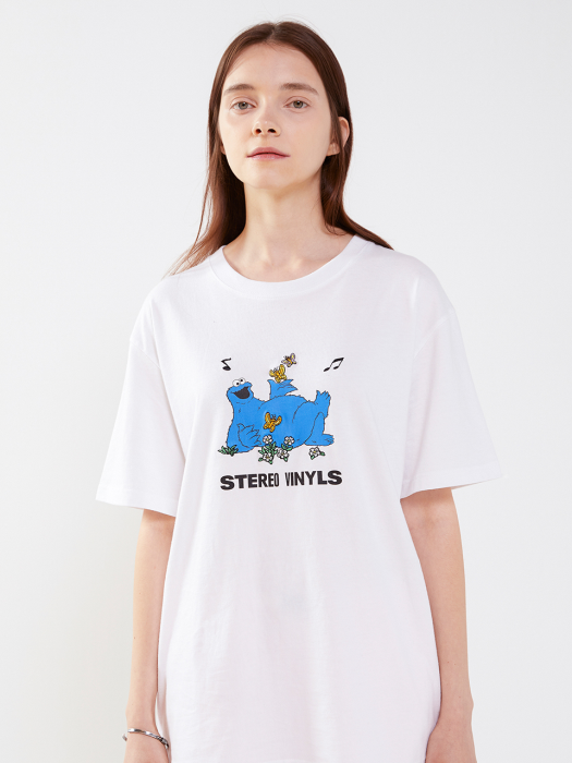 [SM20 SV X Sesame Street] Print Mixed T-Shirts(White)