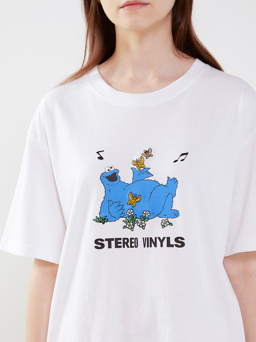 [SM20 SV X Sesame Street] Print Mixed T-Shirts(White)