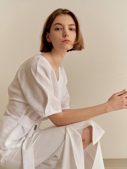 Reversible linen blouse - white