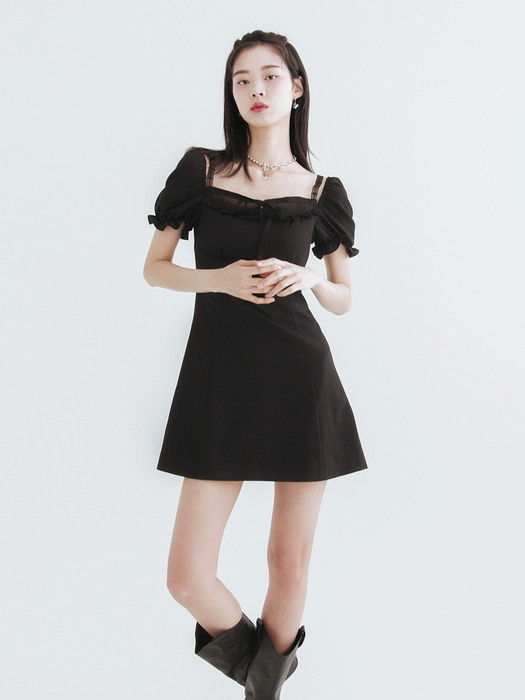 Summer mini frill dress (Black)