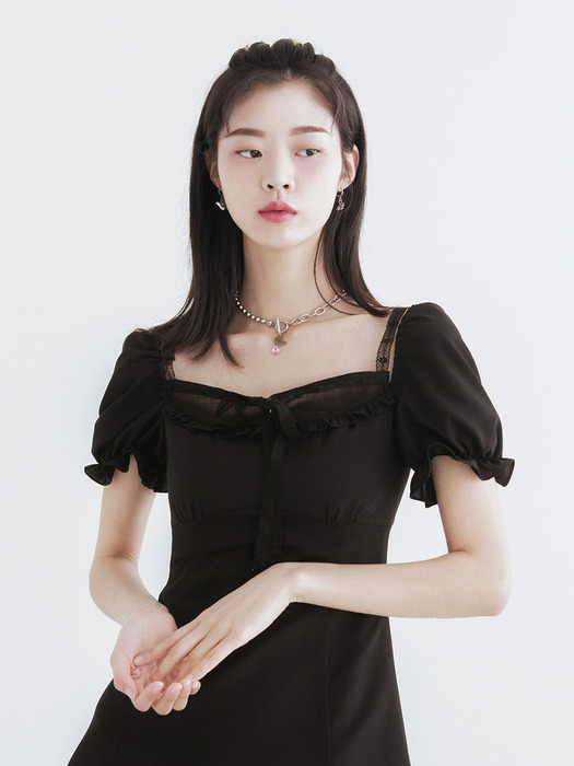 Summer mini frill dress (Black)