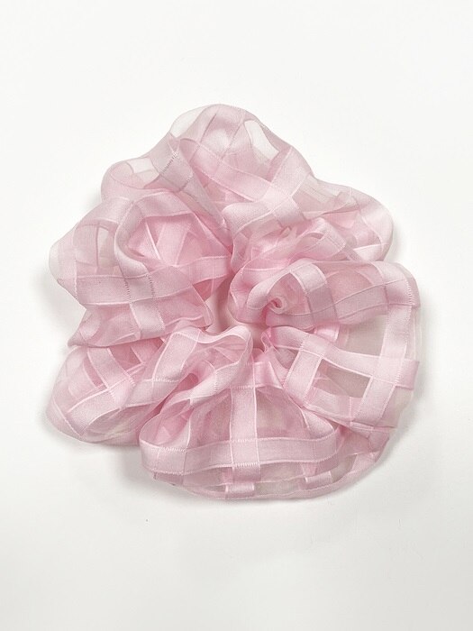 Cottoncandy check scrunchie (Pink)