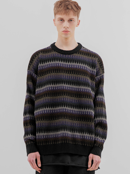 6mix over knit Sweater (FU-159_Black Mix)