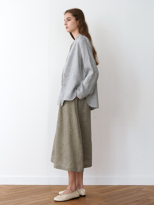 linen simple jacket-blue