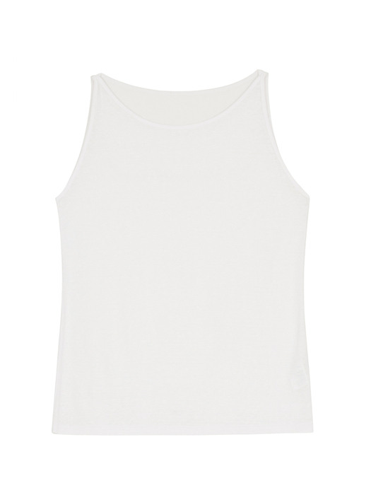 Sleeveless Linen Tee Shirt White / Beige