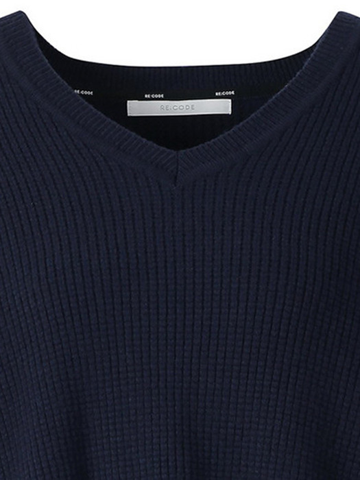 V-neck crop sweater with Jacket sleeve_RQWBW19182NYX