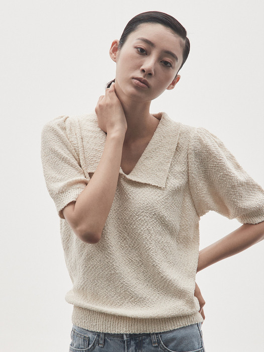 V. puff shirring knit (cream)