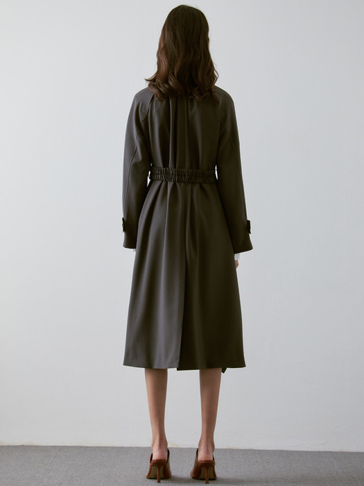 SHIRRING TRENCH COAT_KHAKI BROWN