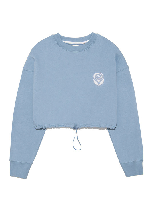 Essential Rose Crop Sweatshirt [DARK MINT/SKY BLUE]