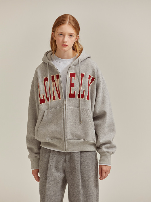 LONELY/LOVELY HOODIE ZIP-UP GRAY