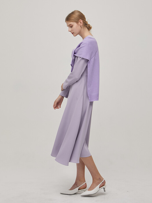 Long Sleeve Flare Dress - Lavender