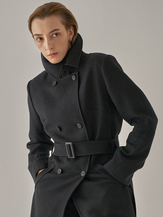 double-breast belted coat