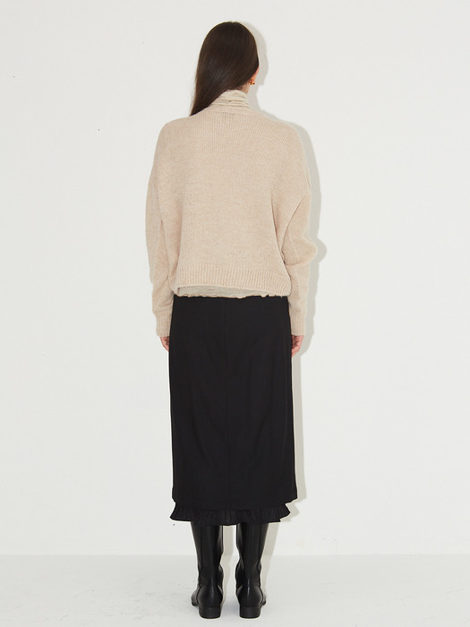 Wholegarment Basic Knit Melange Beige