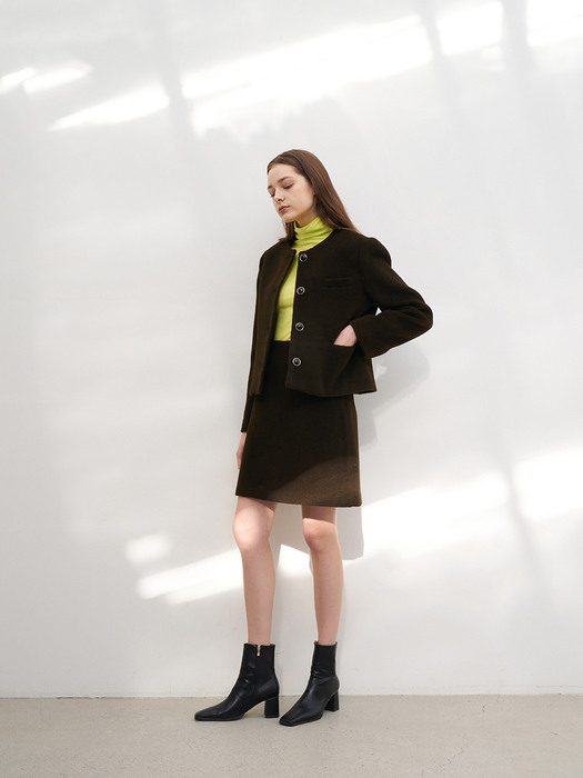 Classic Mini Wool Skirt_Khaki Brown