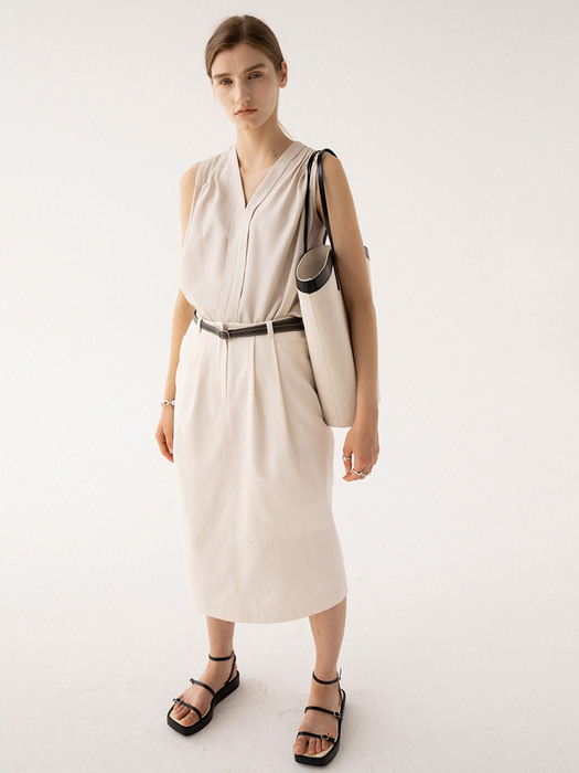 SS21 Straight Midi Skirt From Japan (COSMO) Bone-white