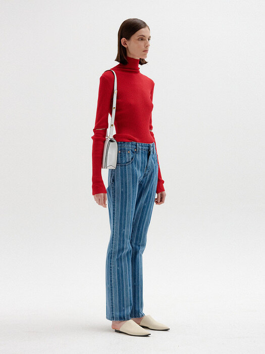 SOLLY Ribbed Knit Pullover - Red