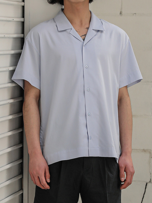 텐셀실켓 릴렉스드 셔츠(페일블루)