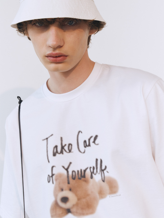 UNISEX TAKE CARE TEDDY T-SHIRT OFF WHITE_M_UDTS1E113WT