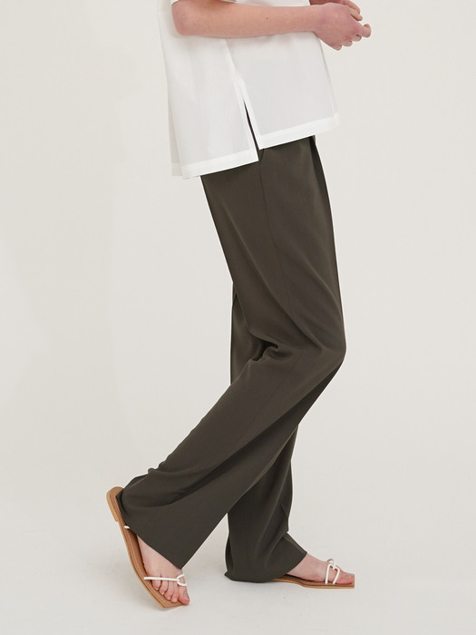 Tuck wide leg pants - Khaki brown