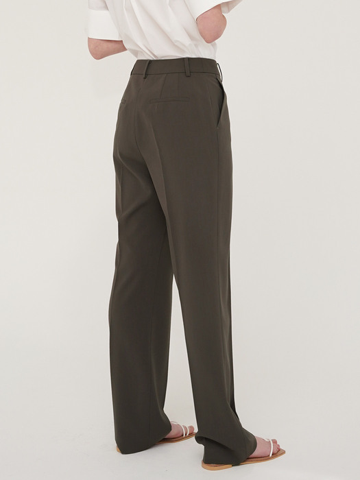 Tuck wide leg pants - Khaki brown