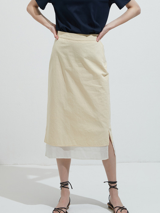 Twofold linen skirt - White