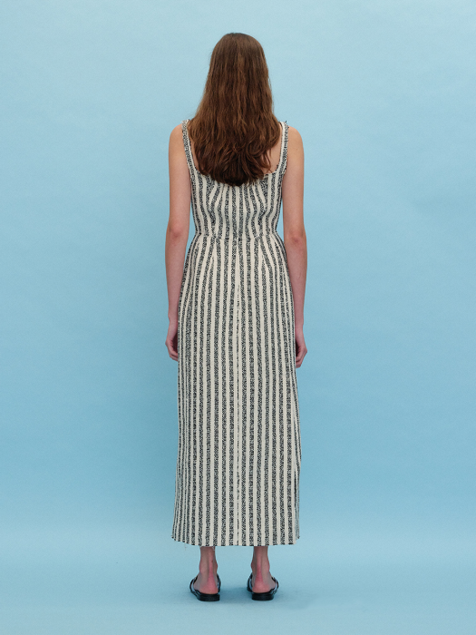 RADGET Torso Long Dress - Ivory/Black Stripe