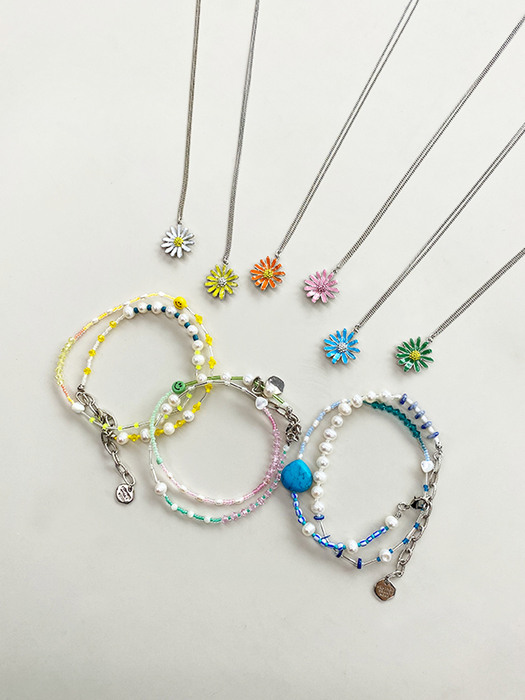 [2SET]Variation Beads+Vintage Daisy Necklace_7Color