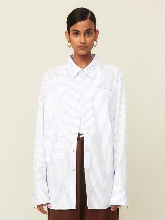 Stripe Oversized Shirt White