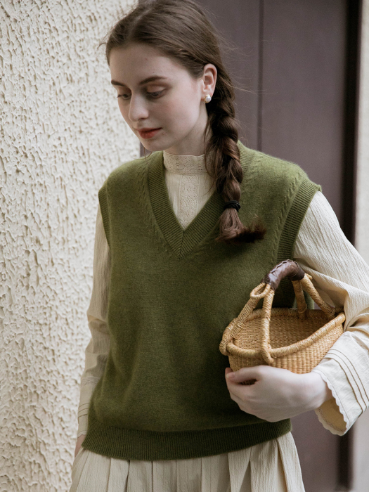[리퍼브]SHASA knit vest_green
