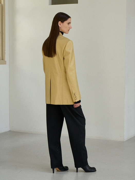 Lamb skin tailored jacket 램스킨 테일러드 자켓 light yellow