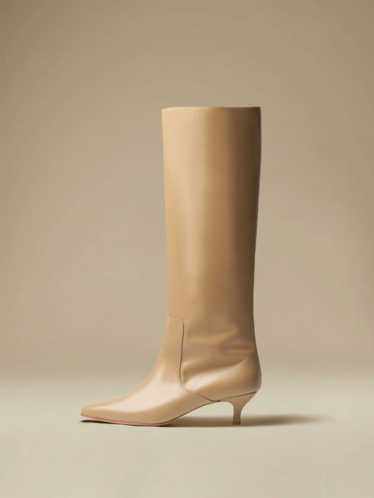 WIDE LONG BOOTS IN YELLOW BEIGE