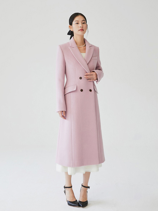 BRYNLEE Slim double breasted coat (Lavender pink/Oatmeal beige/Soft blue)