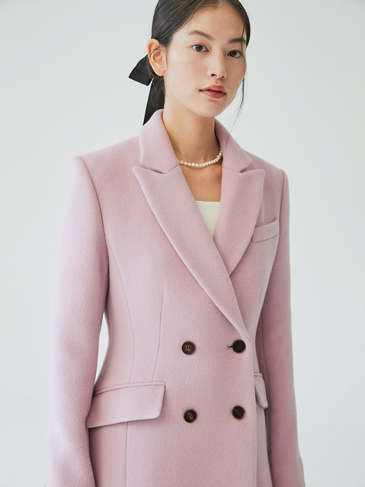 BRYNLEE Slim double breasted coat (Lavender pink/Oatmeal beige/Soft blue)