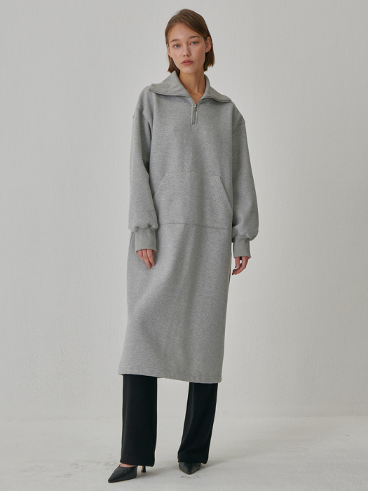 COLLAR ZIP-UP ONEPIECE GRAY