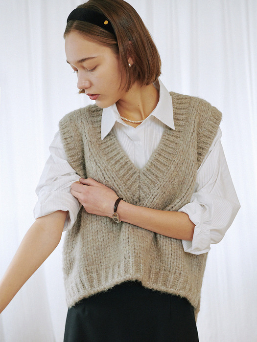 Cotton Candy Wool Knit Vest_gray