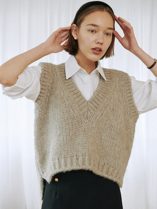 Cotton Candy Wool Knit Vest_gray
