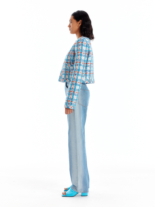 UNEVA Asymmetric Front Denim Pants - Denim Blue