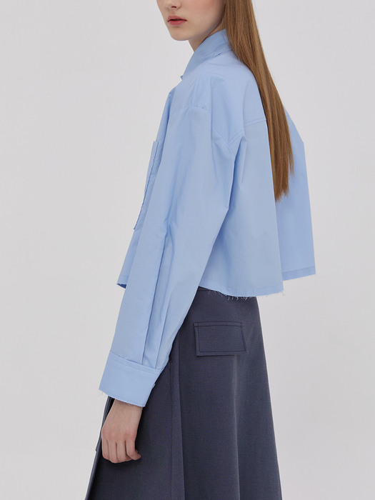 Cotton Cropped Shirt_SKY BLUE