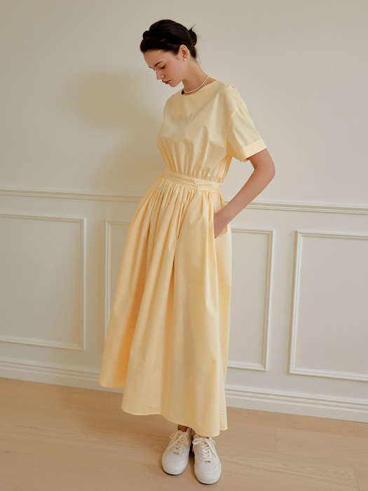 Soft cotton long dress (yellow)