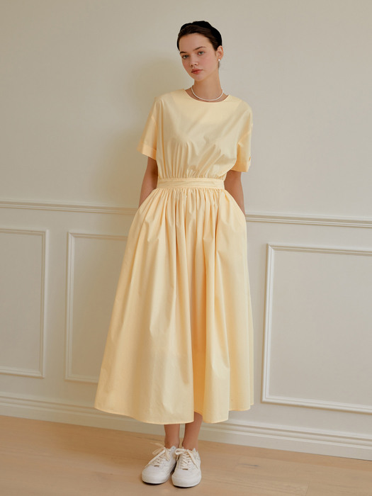 Soft cotton long dress (yellow)