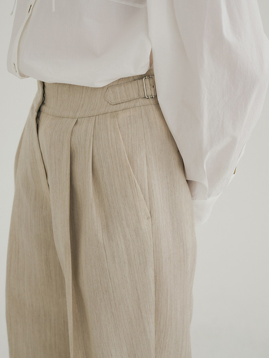spring wool tuck pants [Italian fabric] (beige)