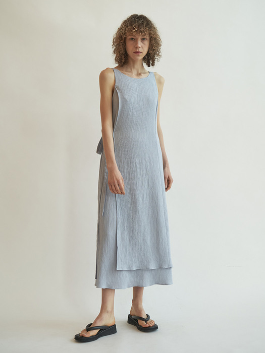 Flow layered strap dress (Skyblue)