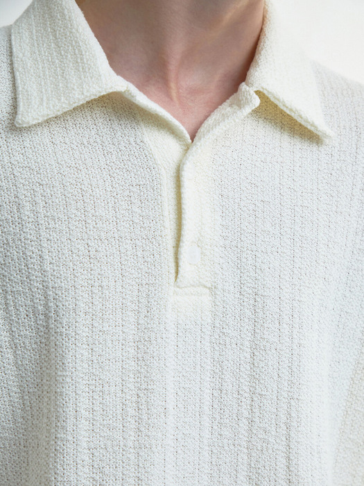 KNITTED COTTON POLO SHIRTS - CREAM