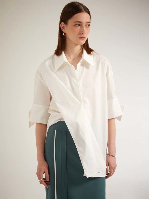 Overlap Shirt Blouse_White