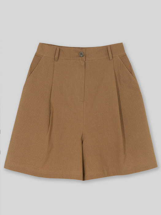 Seersucker Half Pants - Brown