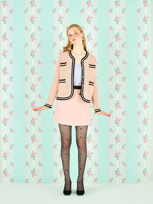 2 LINES CARDIGAN - PINK/BEIGE