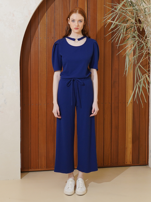 Rayon-blend wide pants(cobalt blue)