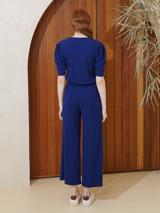 Rayon-blend wide pants(cobalt blue)